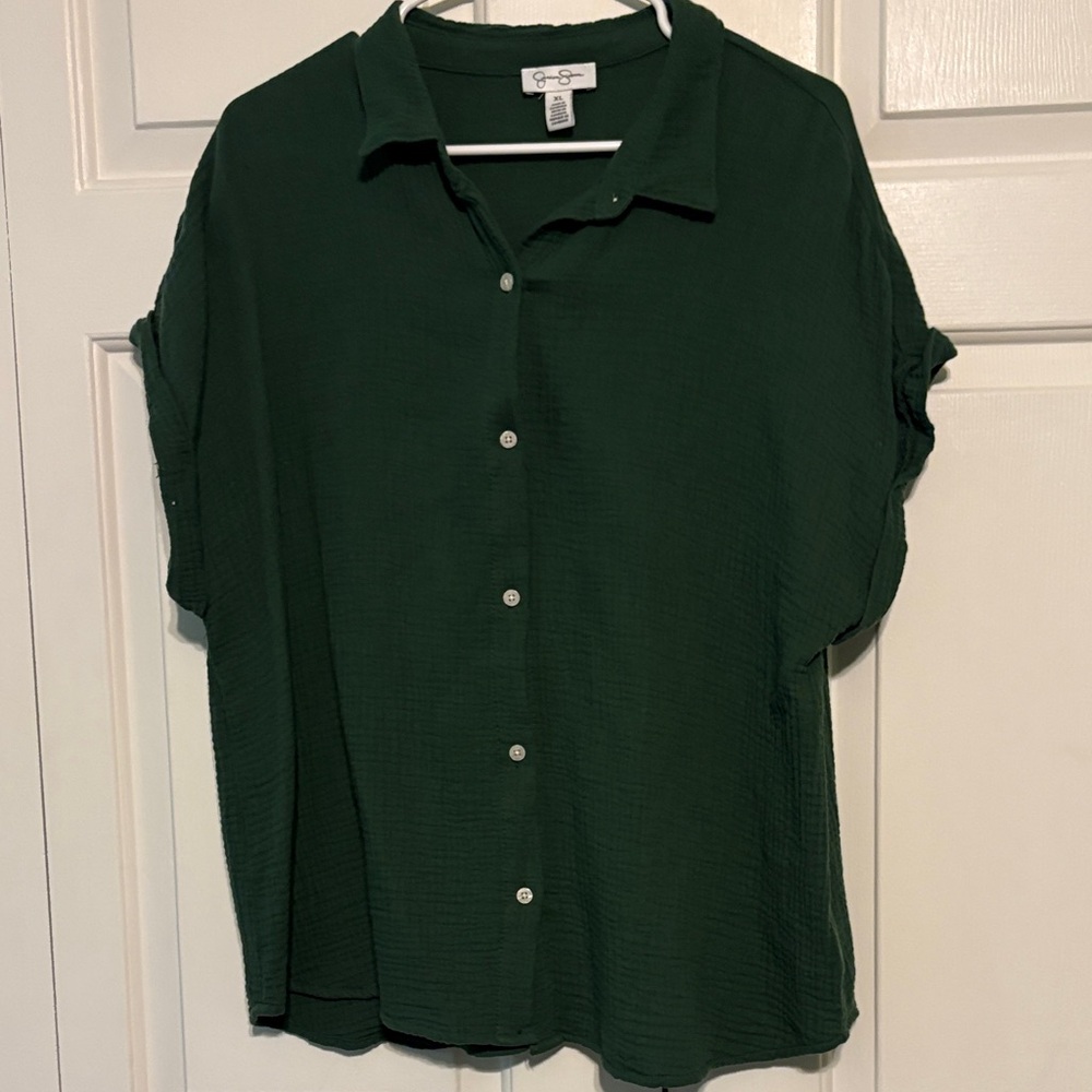 Jessica Simpson Dark Green Button-Down Shirt